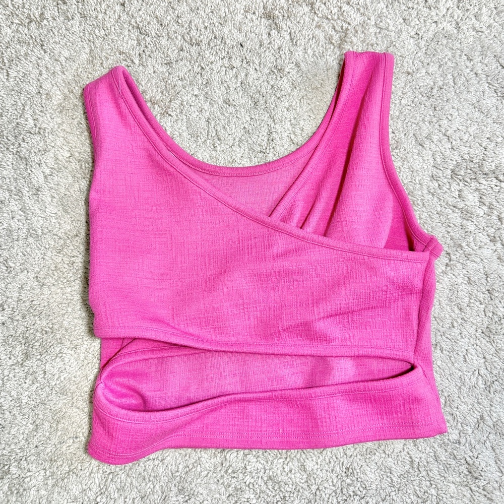 Roxy Womens  Shirt Size L Pink Sleeveless Wrap Open Back Tank Top Spring